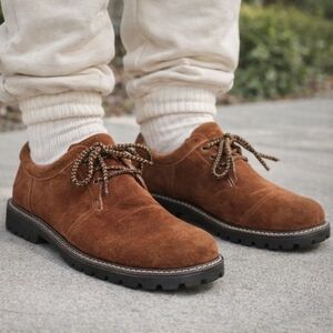 Brown Suede Chukka Shoes Lug Sole Men’s 9.5 10 Casual Oxford Workwear Outdoor